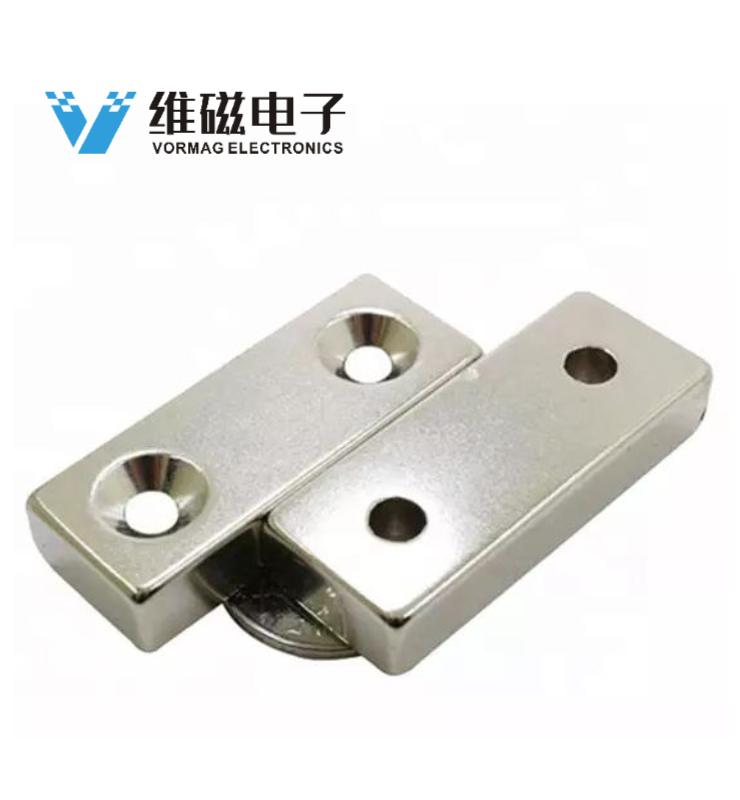 Block Countersunk Magnets 40X20X10 mm Hole 5mm Two holes